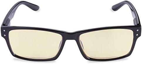 Inner Vision Eye Strain Relief Computer Screen Reading Glasses w/Case - Anti Blue Light, Anti Glare, Scratch Resistant, Spring Hinges - Unisex, (1.25 x Magnification), Black