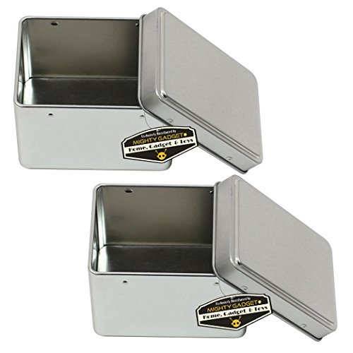 Mighty Gadget (R) Rectangular Empty Snap on Lid Survival Tin Container for Geocaching or Survival Gear (2 Pack) - 2.875" x 2.125" x 2"