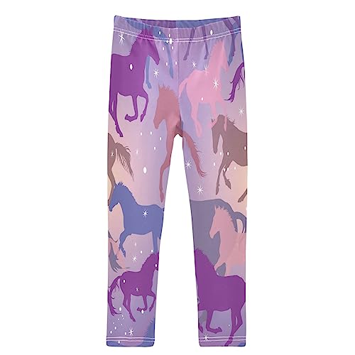 Colorful Horse Baby Girls Toddler Leggings Purple Galaxy Stars
