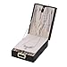 MBLife Laminated Leather Black Double Layer Internal Mirror Travel Jewelry Box