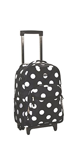 Rockland Luggage 17 Inch Rolling Backpack, Black Dot, Medium