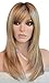 Auflaund Long Straight Blonde Wigs Imported Synthetic Ombre Dark Root Layered High Dentistry Glazed Hair Replacement Wigs for Women with Inclined Bangs 22 Inches (T/Blonde)