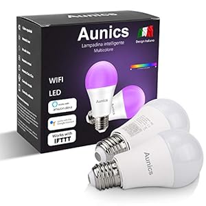 Alexa Aunics Smart Gloeilamp, 9 W, E27 lamp, Alexa Fun met Alexa accessoires, Google Home Control Smart Life led-lamp…