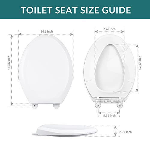 Elongated Toilet Seat, Slow Close Toilet Seat with Cover, Easy to