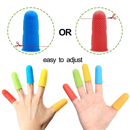 Quable 10 Pieces Silicone Finger,Finger Protector, Finger Sleeves Great for Glue/Craft / Sewist/Wax / Rosin/Resin / Honey/Adhesives /Finger Cracking/Sport Games (Colors)