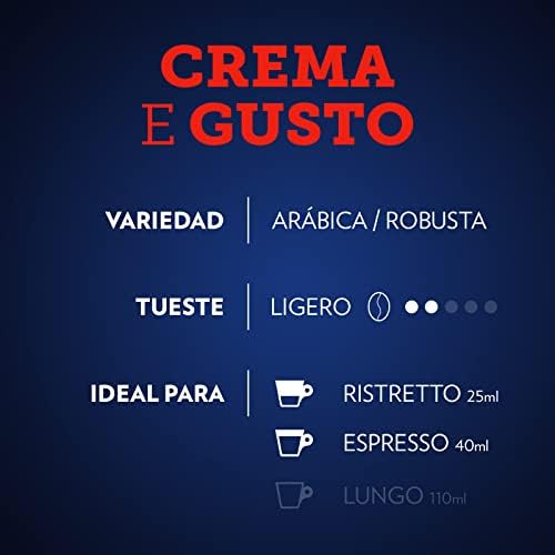 Crema e Gusto Risveglio Classico, 60 Cápsulas de Aluminio Compatibles con Máquinas Nespresso, con Notas de Chocolate y Frutos Secos, Mezcla de Arábica y Robusta, Intensidad 12/13, Tueste Medio