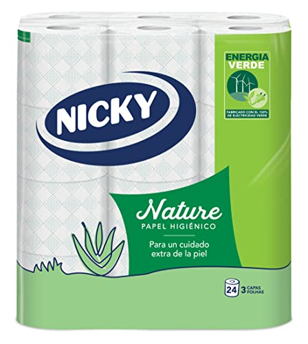 Nature Papel Higiénico - Paquete de 24 Rollos, 170 Hojas de 3 Capas, Enriquecido con Loción de Aloe Vera, Cómodo y Suave con la Piel