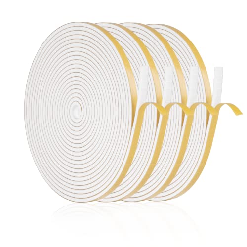 Guarnizione Finestra Adesiva 20m, Guarnizioni Finestre Legno Porta 6x3mm Striscia di Schiuma Isolante Nastro Sigillante per Anti Freddo, Rumore e Collisione (Bianco)