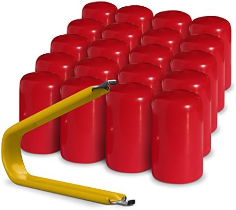 Sleeve Red 21-23 mm W x 1.5 in. D Flexible Fit Vinyl Lug Nut Cover with Deluxe Extractor (Pack of 20) by ColorLugs