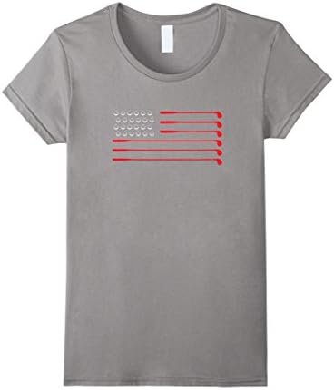 Womens American Golfer Tees: Golf Club and Ball T-Shirt Large Slate
