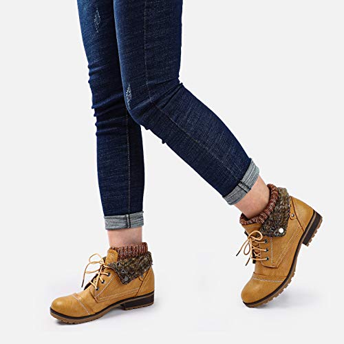 Moda-Chics-Womens-Combat-Style-Lace-up-Ankle-Booties-with-Fur