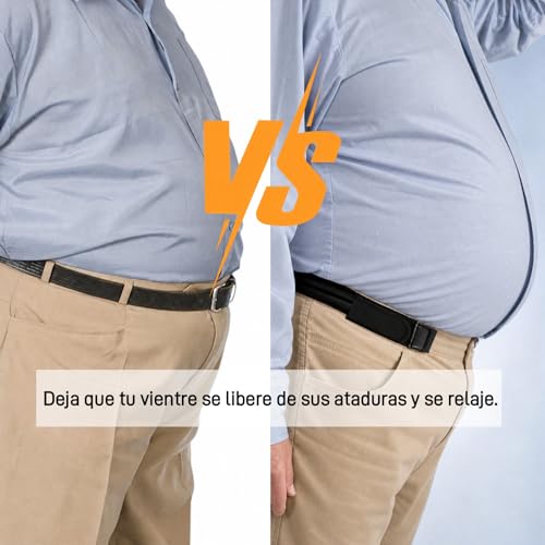 Tuzkevla 2 Piezas Cinturón sin Hebilla para Hombre y Mujer, Cinturón Elástico Hombre Ajustable con Gancho, Cintura Invisible para Trabajo Ocio Exterior