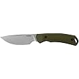 Kershaw Deschutes Skinner Fixed Blade Hunting Knife, Olive Handle with D2 Stainless Steel Drop Point Blade, Strong Grip with Finger Choil and Rubber Overlay, Includes Sheath