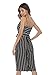 OUMAL Women Cute Striped Romper Backless V Neck Spaghetti Strap Boho Summer Jumpsuit with Belt (Small, Black-Long)