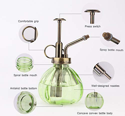 Yeeco Plant Mister, Plant Watering Can Vintage Flower Water Spray Bottle Glass Plant Atomizer with Pump for Terrariums Flowers Potted Plants - Green