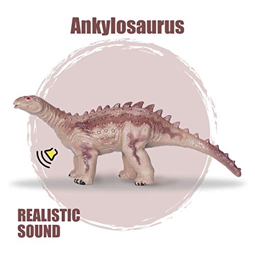 Kidswon 4 Pack 13" Rubber Dinosaur Toys with Realistic Sounds, Large