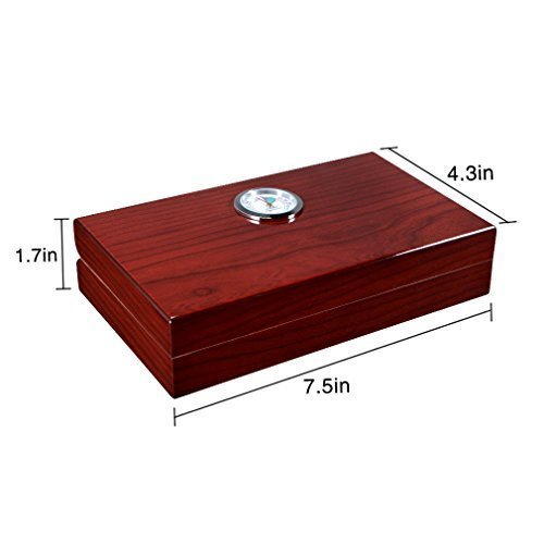 Cigar Humidor, Cigar box with Hygrometer/Humidifier for 4 Cigars(Brown)