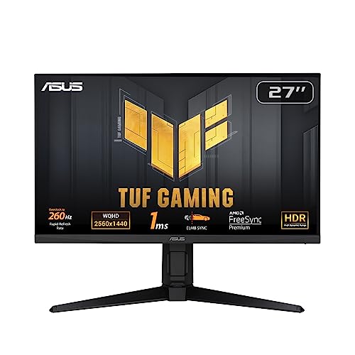 ASUS TUF Gaming VG27AQML1A - 27 Zoll WQHD Monitor - 260 Hz, 1ms GtG, G-Sync, FreeSync, Adaptive Sync, ELMB, GameFast, DisplayHDR 400 - Fast-IPS, 16:9,