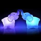Goodtrade8 7-Color LED Light Changing Elephants Night Lamps, Pack of 2, White