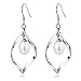 Women's Sterling Silver Teardrop Infinity Twist Wave Pearl Drop Dangle Earrings
