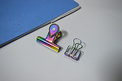 Creative Rainbow Paper Clips, Office Supplier Metal Wire Binder Clips, Colorful Hollow Out Paper Organizer, for Chip & Bag and Food Heavy Duty Clips Home Accessories (6 Pcs)