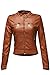 Luna Flower Women's Slim Fit Faux Shearling Collar Leather Jackets (GJAW003)