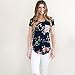 Blackobe Womens Spring Summer Flower Print Short Sleeve Striped T Shirt (L, D)