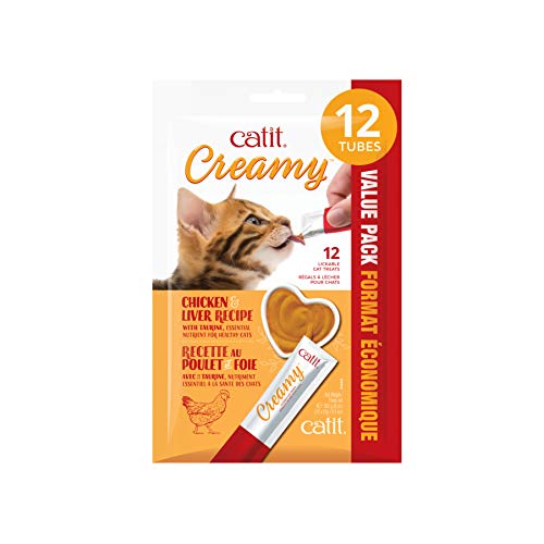 Catit Creamy Lickable Cat Treat, Healthy Cat Treat, Chicken & Liver, 12