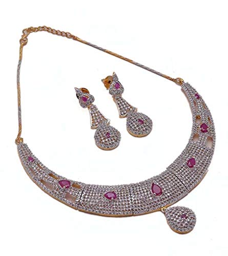 Jewar Mandi Necklace Set CZ Oxidized/Oxidised Plated Ad Cz Multi-Gemstones Jewelry 8302