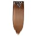Clip in Hair Extensions 8 PCS 18 Clips 145G Thick Straight Curly Full Head Real Natural Synthetic Fibre Hairpiece 60 colors for Women Lady Girls(23 inch,light brown-straight)