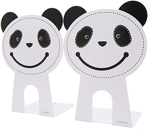 A Pair of Cute Cartoon Panda Bear Pattern Nonskid Metal Bookends Book Organizer Holder for Home Office Study Decor
