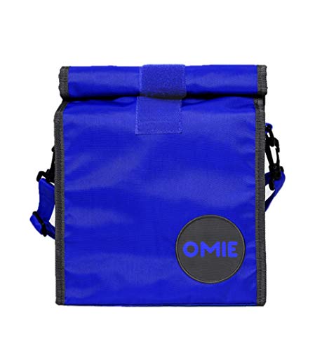 OmieBox Lunch Bag - Washable Velcro Rolltop Reusable Nylon Lunch Tote with Adjustable Strap - 14.5 x 9 Inches (Blue) - Thumbnail 6