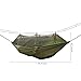 Rusee Camping Hammock with Net Outdoor Hammock Travel Bed Lightweight Parachute Fabric Double Hammock for Outdoor, Camping, Hiking, Backpacking, Backyard (Army Green)