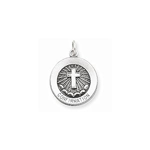 Beautiful Sterling Silver Antiqued Confirmation Medal