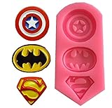 Astra Gourmet 3D Silicone Molds in Superman Logo,Captain America Batman Superman Mold for Sugarcraft, Fondant, Chocolate, Gum Paste, Marzipan, Craft Clays, Cake or Cupcake Decorating
