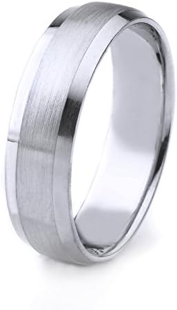 14k Gold Men's Wedding Band with Satin Finish and Polished Beveled Edges Edges (8mm)