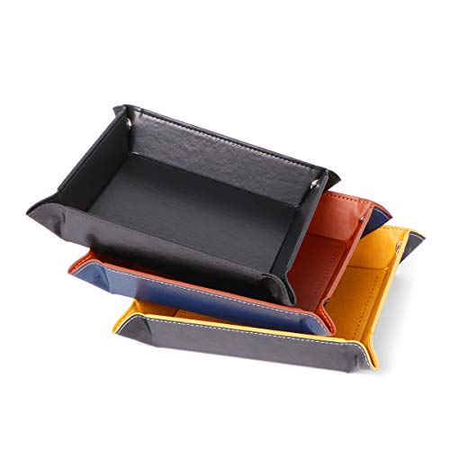 image for Ymeibe 2pcs PU Valet Tray Leather Jewelry Catchall Tray Bedside Tray C
