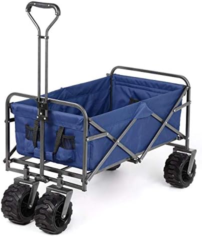 Outdoor Innovations Durable Collapsible All Terrain Folding Utility Cart, Navy