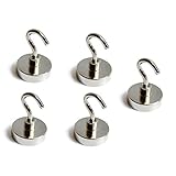 NEO Magnetics Neodymium Magnetic Hooks Stainless Steel, N50 Pack of 5, 1