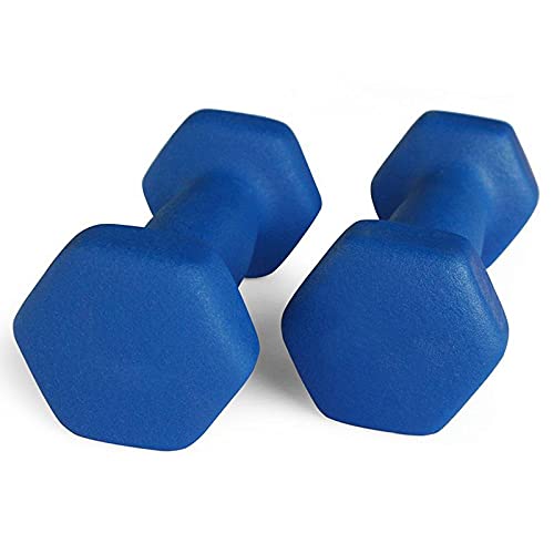 Boolavard Neoprene Dumbbell Set of 2, Non-Slip, Hex Shape, Free Weights Set 1kg/2.2lb Each for Muscle Toning, Strength Building, Weight Loss - Portable Weights for Home Gym Hand Weight