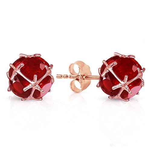 Galaxy Gold 14k Solid Rose Gold 12 pcs Natural Ruby Stud Earrings with 9.80 Carat Ruby