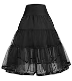 GRACE KARIN Little Girls Two Layers Voile Crinoline Tutu Petticoats Long(one Piece)/Short (one Piece)/(Black + White, 2 Pack)