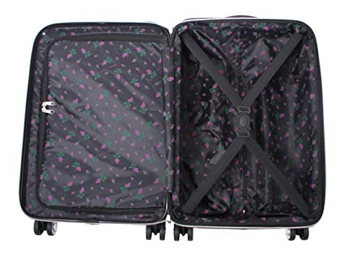 Betsey Johnson 30 Inch Checked Luggage Collection - Expandable Scratch Resistant (ABS + PC) Hardside Suitcase - Designer Lightweight Bag with 8-Rolling Spinner Wheels