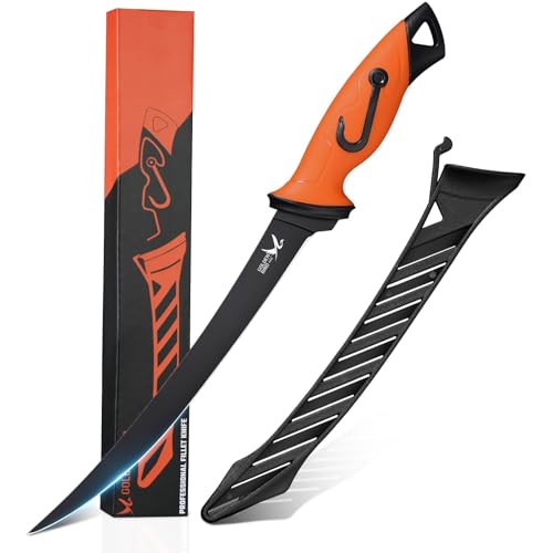 Golden Bird Filetiermesser Fisch 24Cm Full Tang Ausbeinmesser Profi Mit Scheide Fischmesser 5Cr15Mov Filitiermesser Scharf Fisch Zum Filetieren Und Entbeinen Mit Rutschfesten Griffen - Geschenke