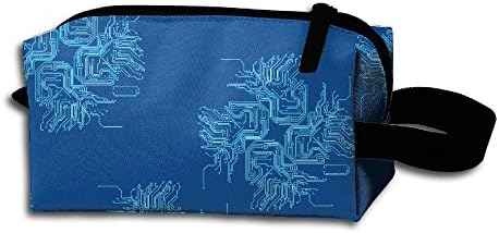 Circuit Board Computer Flower Floral Handbag Toiletry Storage Portable Bags With Zipper