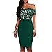 CHARMORE Women's Lace Top Off The Shoulder Bodycon Party Cocktail Dress (S, Green)