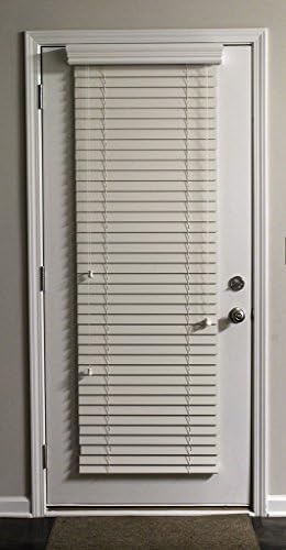 Custom-Made, Faux Wood Horizontal Window Blinds for Doors, Pearl White (Light Ivory,) 2 Inch Slats, Outside Mount