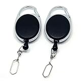 SAMS FISHING 2PCS X Fly Fishing Zinger Retractor Tool Carabiner clip Nylon Cord Rope Plastic & Alloy Fishing Zinger Badge Holder (A317)