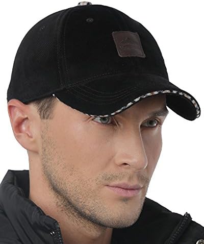AUBREYRENE Men's Baseball Cap Polyester and Flannel Outdoor Casual Hat Adjustable(Blcak)