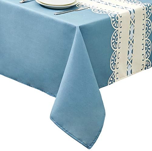 TUBEROSE Rectangle Dining Table Cloths 60 x 84 inch - Tablecloth with Striped Pattern Decorative Table for Outdoor Indoor, Blue